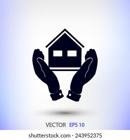  hand and house  icon