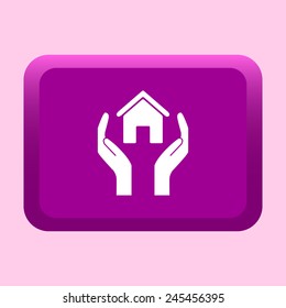 Hand with house icon