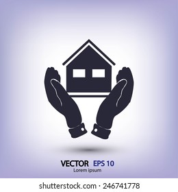  hand and house  icon