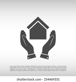  hand and house  icon