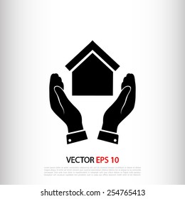  hand and house  icon