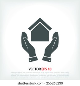  hand and house  icon