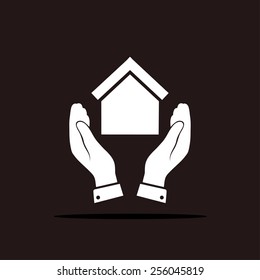  hand and house  icon