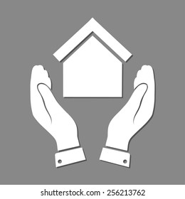  hand and house  icon