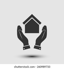  hand and house  icon