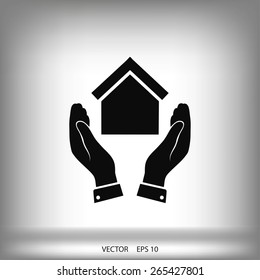  hand and house icon