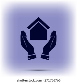  hand and house  icon