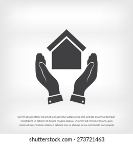  hand and house  icon