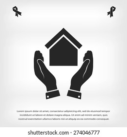  hand and house  icon