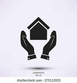  hand and house  icon