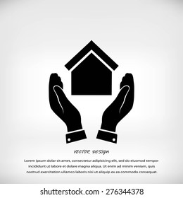  hand and house  icon