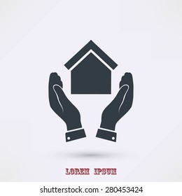  hand and house  icon