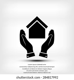  hand and house  icon