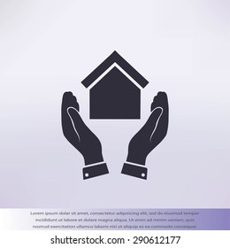  hand and house  icon