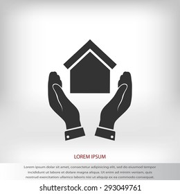  hand and house  icon