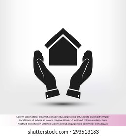  hand and house  icon