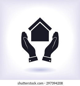  hand and house  icon
