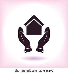  hand and house  icon