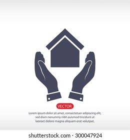  hand and house  icon