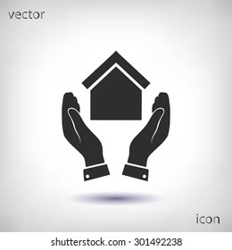  hand and house  icon