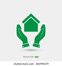  hand and house  icon