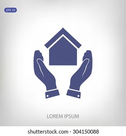  hand and house  icon