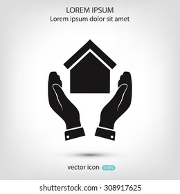  hand and house  icon