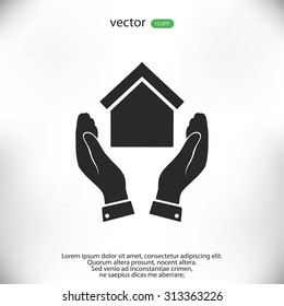  hand and house  icon