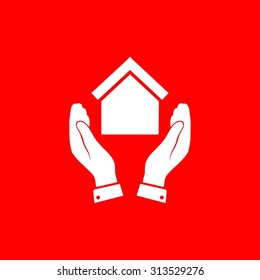  hand and house  icon