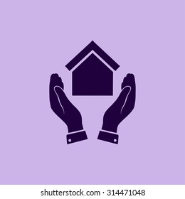  hand and house  icon