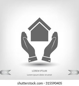  hand and house  icon