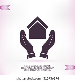  hand and house  icon