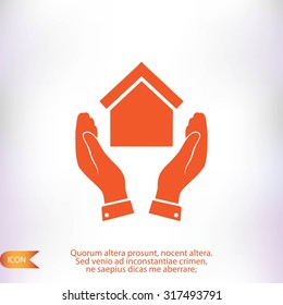  hand and house  icon