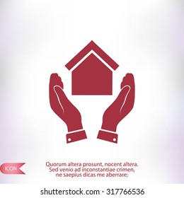  hand and house  icon