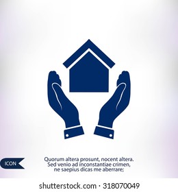  hand and house  icon