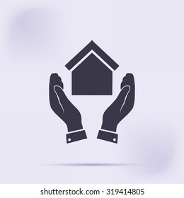  hand and house  icon