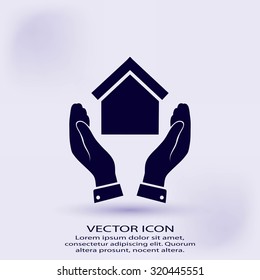  hand and house  icon