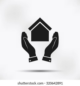  hand and house  icon