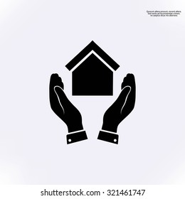  hand and house  icon