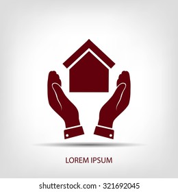  hand and house  icon