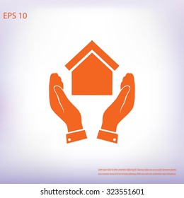  hand and house  icon