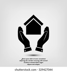  hand and house  icon
