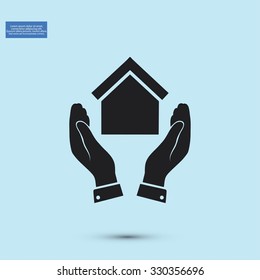  hand and house  icon