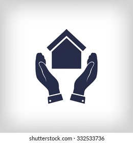  hand and house  icon