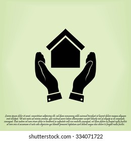  hand and house  icon