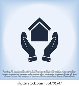  hand and house  icon