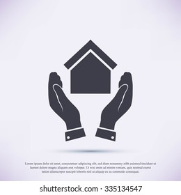  hand and house  icon