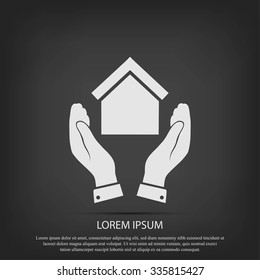  hand and house  icon