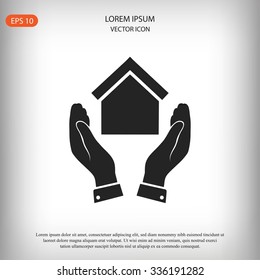  hand and house  icon