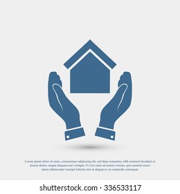  hand and house  icon